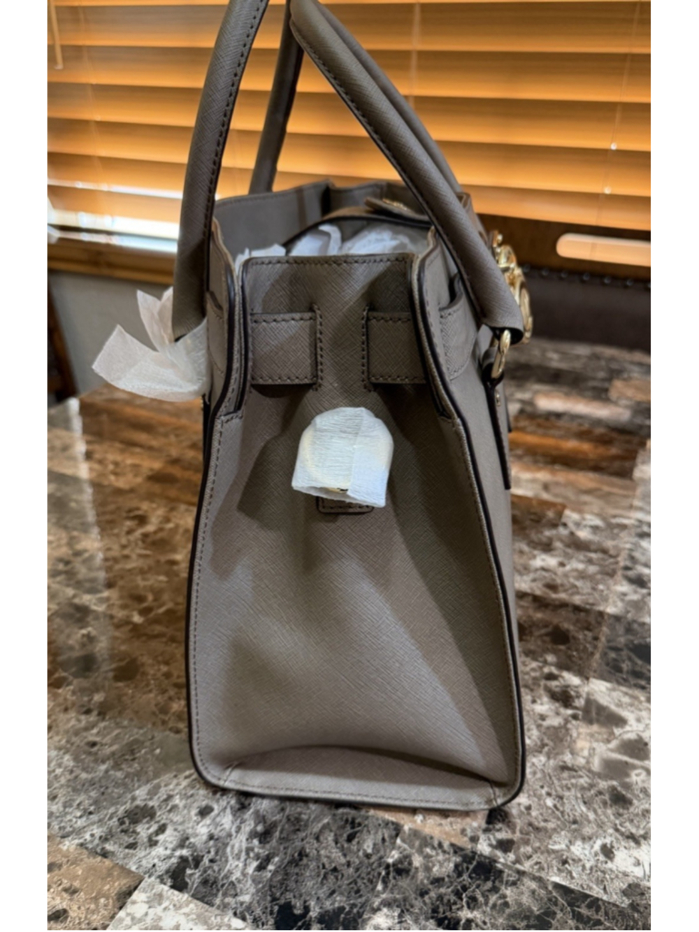 Michael Michael Kors Hamilton Large Satchel Dark Dune Leather Tote Crossbody - Picture 5 of 16
